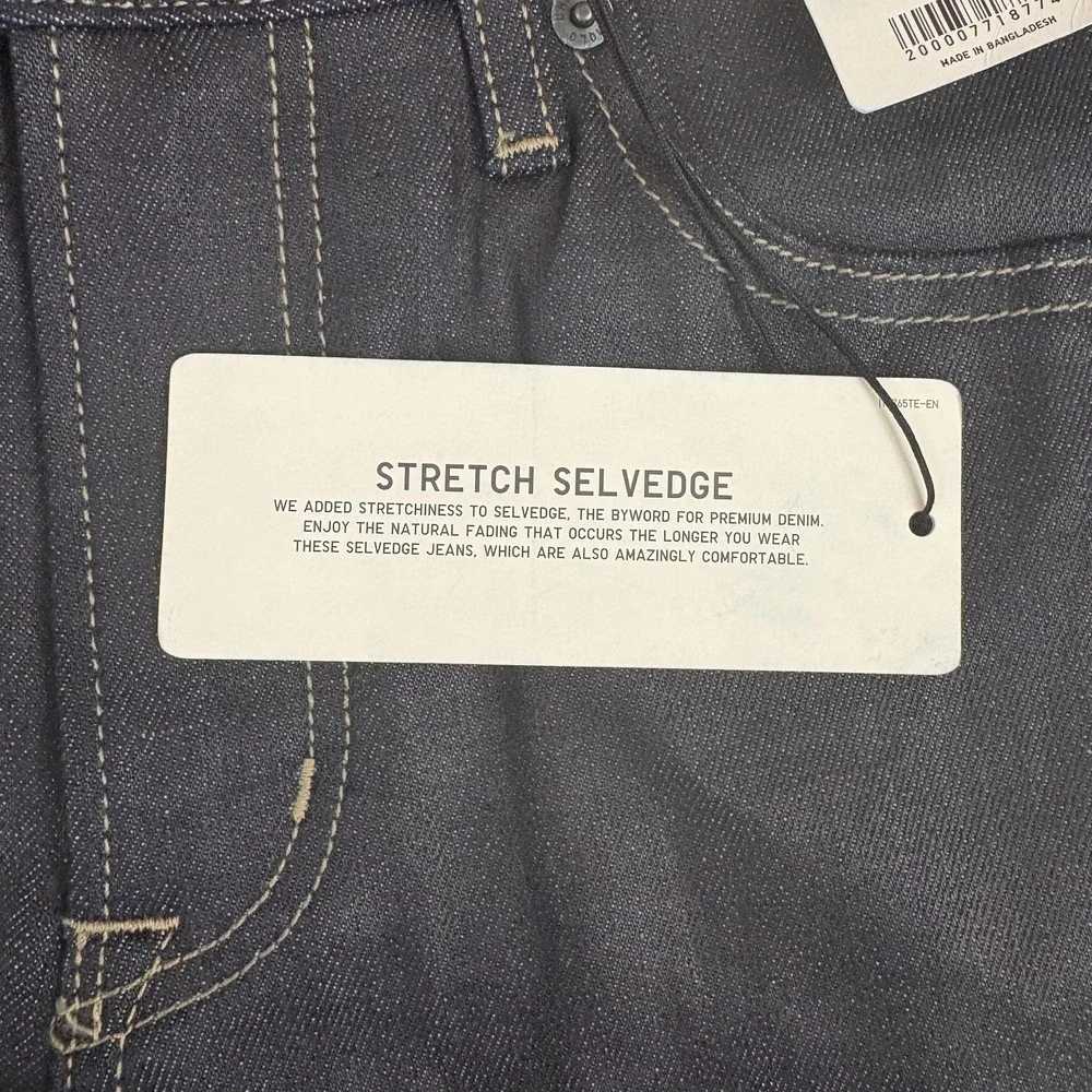 Uniqlo Selvedge Skinny Jeans Mens 29x32 Dark Blue Stretch Denim NEW NWT